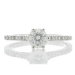 18ct White Gold Solitaire Diamond ring With Stone Set Shoulders (0.71) 0.90