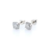 18ct White Gold Single Stone Claw Set Diamond Earring 3.30