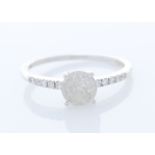 18ct White Gold Single Stone Prong Set With Stone Set Shoulders Diamond Ring (0.94) 1.04