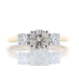 18ct Yellow Gold Three Stone Claw Set Diamond Ring 1.00