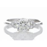 18ct White Gold Single Stone With Heart Shaped Set Shoulders Diamond Ring (1.13) 1.29