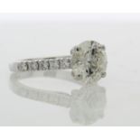 18ct White Gold Single Stone Prong Set With Stone Set Shoulders Diamond Ring 3.15