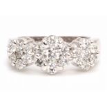 18ct White Gold Flower Cluster Diamond Ring 1.50