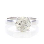 18ct White Gold Single Stone Claw Set Diamond Ring 2.51