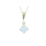 18ct Single Stone Wire Set Diamond Pendant 1.06