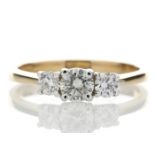 18ct Yellow Gold Three Stone Claw Set Diamond Ring 0.56