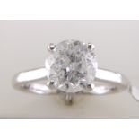 18ct White Gold Single Stone Prong Set Diamond Ring 2.74