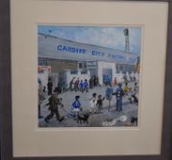 Original Nick Holly Painting Of Cardiff City vs Real Madrid