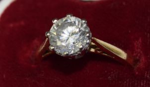 18ct One Carat CZ Solitaire Ring Complete With Box