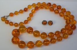 Set Of Amber And Silver Necklace And Earrings