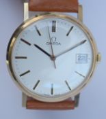9ct Gold Omega Manual Wind Watch With Original Papers, Tag And Box