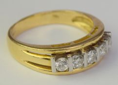 18ct Gold And Platinum Mount Ring With Five Diamonds