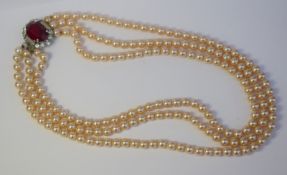 Pretty Set Of Three Strand Pearls