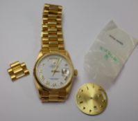 18ct Solid Gold Rolex Day/Date On 18ct Solid Gold Bracelet With Box & Papers