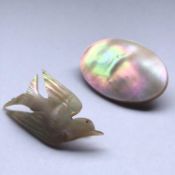 2 x Old French Shell Brooches - The Bird Marked Marseille