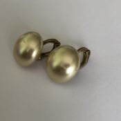 Vintage clip on earrings - large faux pearl studs on Continental Silver 835 Gilt
