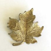 Vintage designer costume jewellery Maple/Sycamore leaf brooch, signed Hollywood