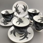 Vintage Royal Albert "NIGHT AND DAY" Set of Four Coffee/Teacups & Saucers