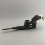 Vintage African Handmade Carved Wooden Tribal Style Smoking Pipe