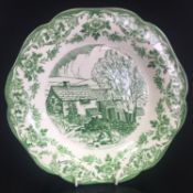 Wedgwood Etruria Bronte Plate - green transfer ware Withins Wuthering Heights