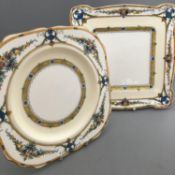 Mintons 1926 Art Deco "Helena" Pattern Square Sandwich Plate and Side Plate B1056