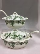PAIR of 19th Century Staffordshire Dinnerware Small Serving Tureens with Lids