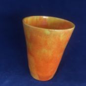 Signed Bright Orange Yellow Studio Pottery Beaker - William Baron of Barnstaple