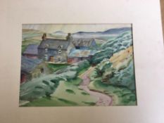 Original watercolour painting Farm Berwyn Mountains, North Wales E A Higson ARCA