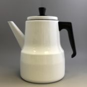Scandinavian Design Enamel Coffee Pot - Unmarked - Black & White Retro Kitchen