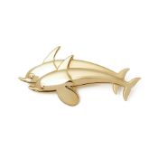 Georg Jensen 18k Yellow Gold Dolphin Brooch