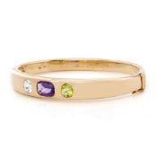 Chanel 18k Yellow Gold Amethyst Peridot Baroque Bracelet