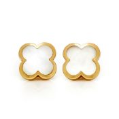 Van Cleef & Arpels 18k Yellow Gold Mother Of Pearl Pure Alhambra Earrings