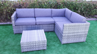 Newquay Corner Set with Coffee Table. Compact set prefect for smaller gardens and patios.