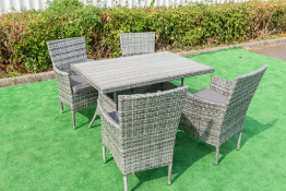 Oxford 5 Piece Rectangle Garden Dining Set. Aluminium framed 4 seat table and chair set. Finished in