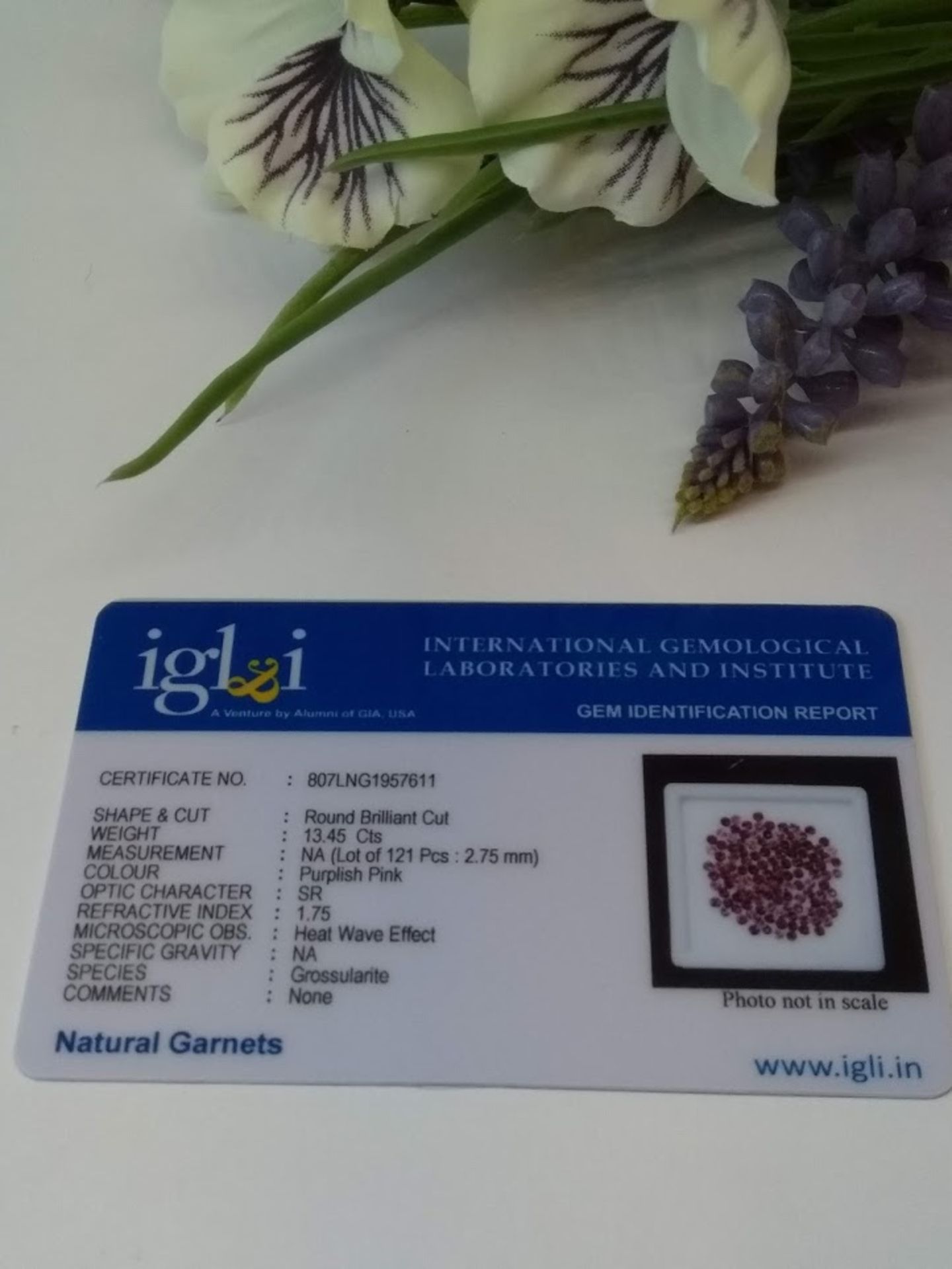 IGL&I Certified 13.45 Cts 121 Pieces natural Untreated Garnet Gemstones. Beautiful round cut - Image 3 of 3