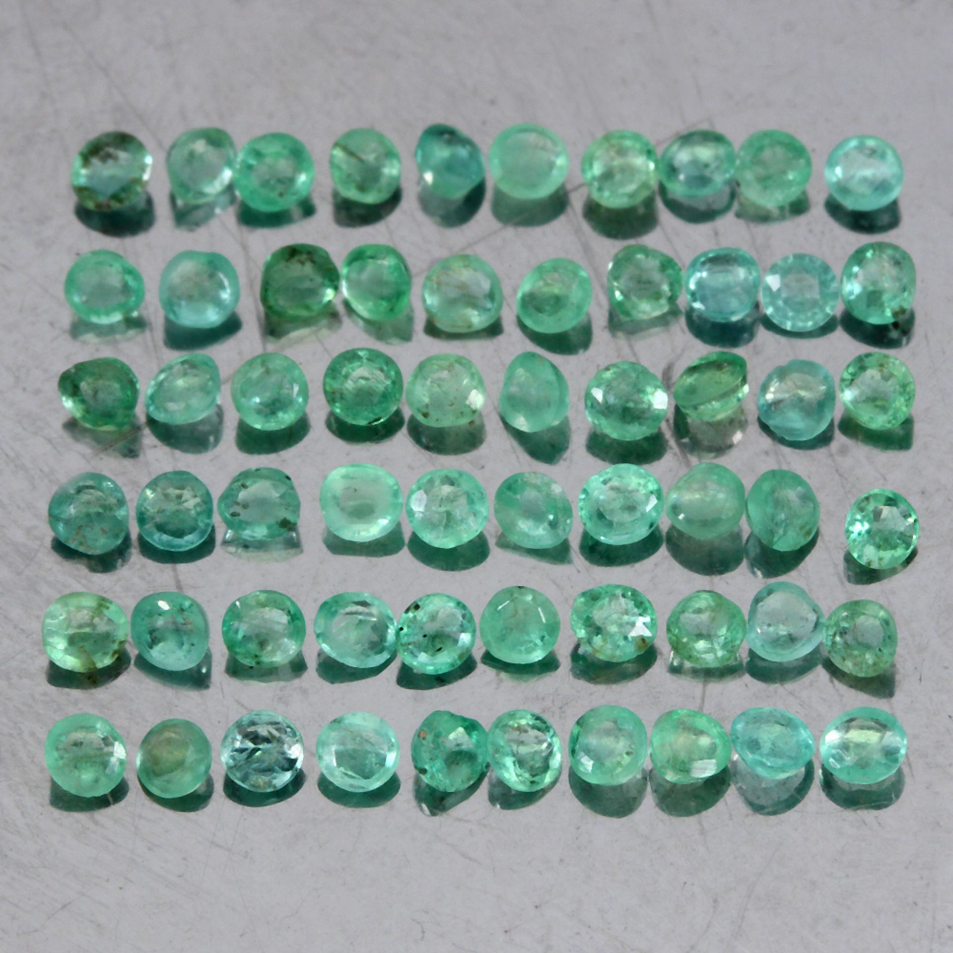 3.27 Cts 62 Pieces natural Brazilian Emeralds - Round Cut. A Stunning collection