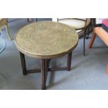 Brass Topped Circular Side Table