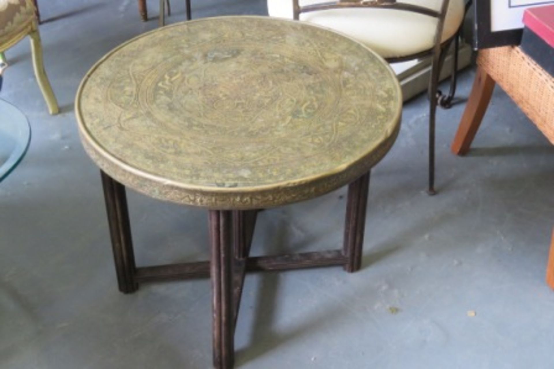 Brass Topped Circular Side Table