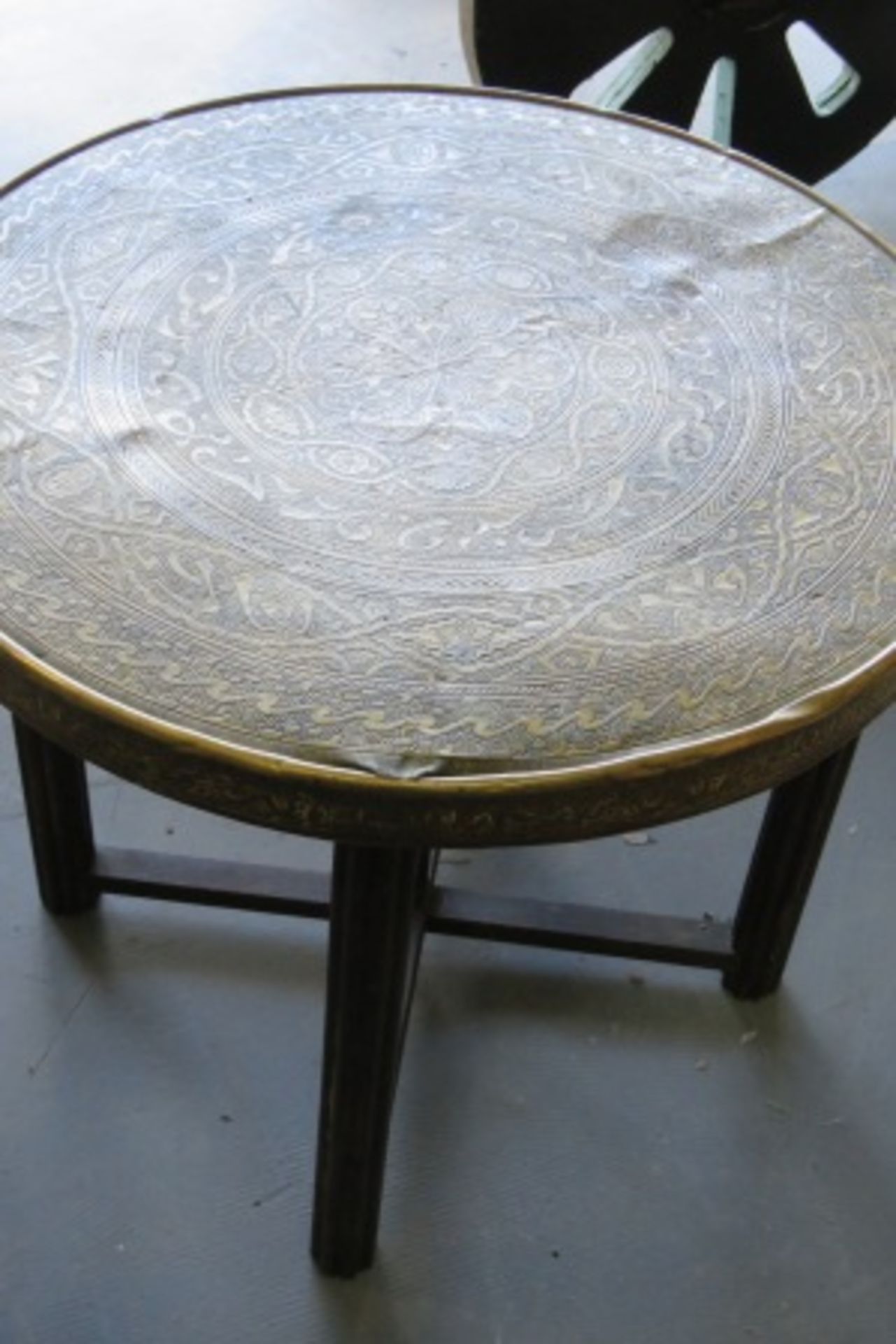 Brass Topped Circular Side Table - Image 2 of 3