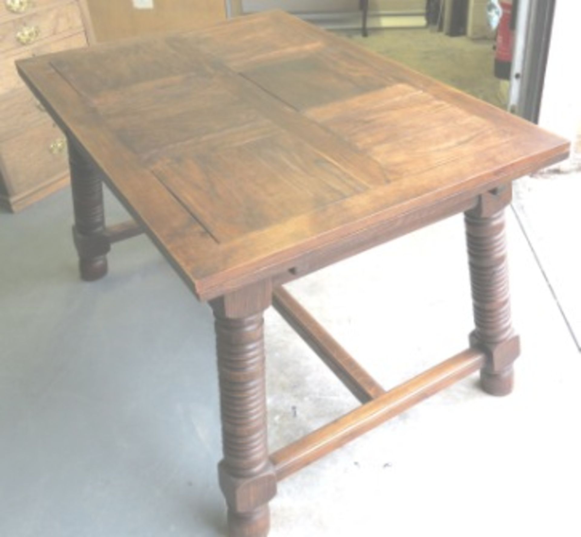 Antique French Oak Extendable Table With Unusual Supports - Image 2 of 5