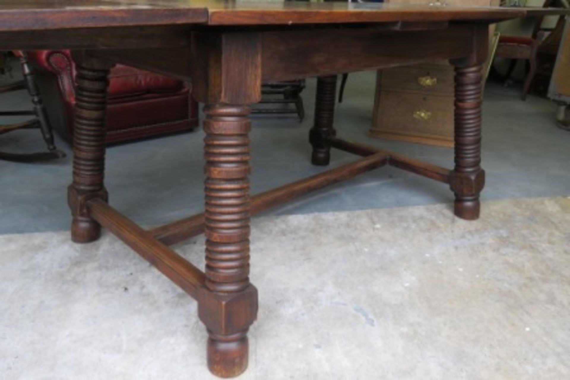 Antique French Oak Extendable Table With Unusual Supports - Image 4 of 5