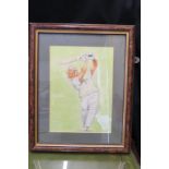 Framed Cricket Caricature Of Ian Botham - 41cm X 33cm