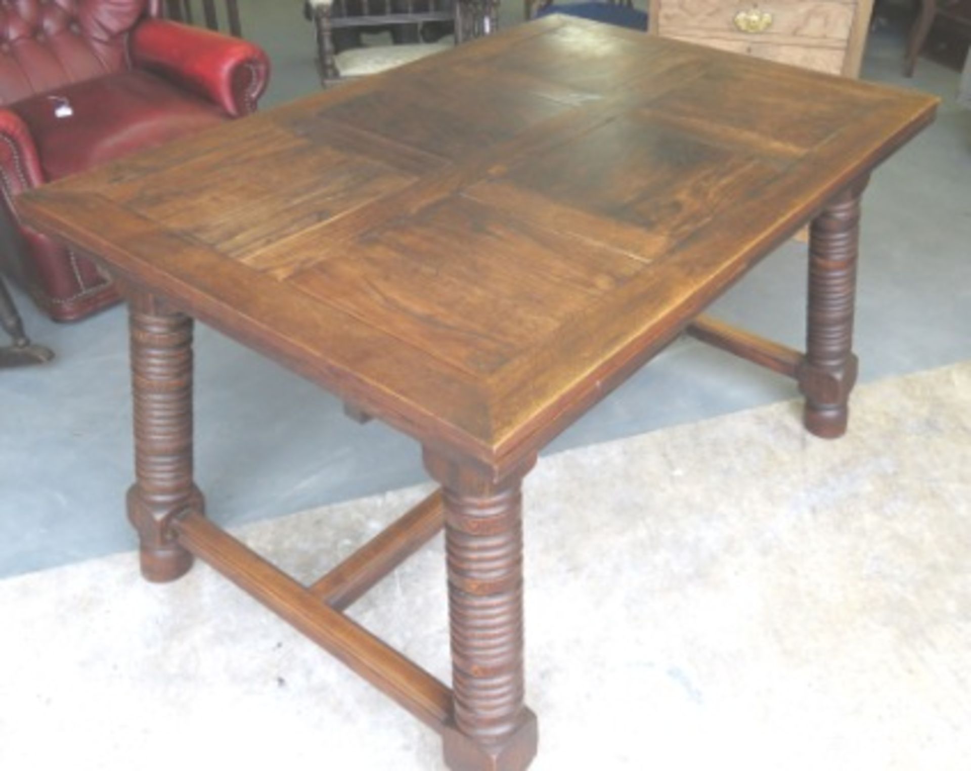 Antique French Oak Extendable Table With Unusual Supports