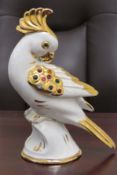 Exquisite Ceramic And Gemstone Parrot - 16cm Tall
