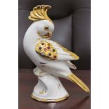 Exquisite Ceramic And Gemstone Parrot - 16cm Tall