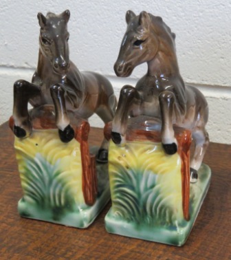 Pair Of Porcelain Horse Book Ends