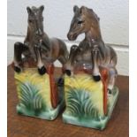 Pair Of Porcelain Horse Book Ends