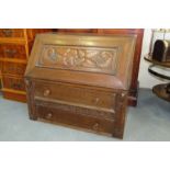 Traditional Table Top Oak Carved Bureau