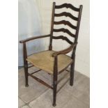 Antique Ladder Back Rush Seated Chair - Early 1900's