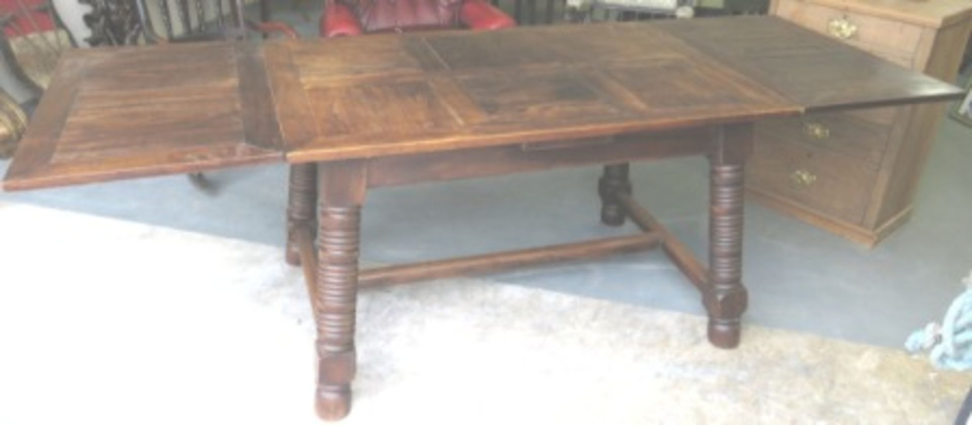 Antique French Oak Extendable Table With Unusual Supports - Image 3 of 5
